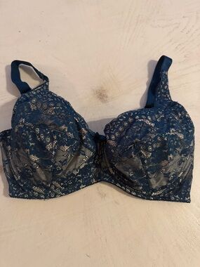 Fredericks of Hollywood Lace Underwire Bra Teal 36DD 3/$40